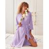 Ekouaer Robes for Women Short Knit Bathrobe Lightweight Sexy Lace Sleepwear Soft Knee Length Loungewear(A-purple)