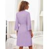 Ekouaer Robes for Women Short Knit Bathrobe Lightweight Sexy Lace Sleepwear Soft Knee Length Loungewear(A-purple)