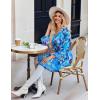 Ekouaer Robes for Women Short Knit Bathrobe Lightweight Sexy Lace Sleepwear Soft Knee Length Loungewear(Blue Flower)