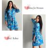 Ekouaer Robes for Women Short Knit Bathrobe Lightweight Sexy Lace Sleepwear Soft Knee Length Loungewear(Blue Flower)