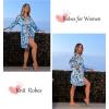 Ekouaer Robes for Women Short Knit Bathrobe Lightweight Sexy Lace Sleepwear Soft Knee Length Loungewear(Blue Flower)