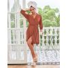 Ekouaer Robes for Women Short Knit Bathrobe Lightweight Sexy Lace Sleepwear Soft Knee Length Loungewear(Caramel)
