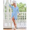 Ekouaer Robes for Women Short Knit Bathrobe Lightweight Sexy Lace Sleepwear Soft Knee Length Loungewear(Clear Blue)