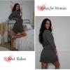 Ekouaer Robes for Women Short Knit Bathrobe Lightweight Sexy Lace Sleepwear Soft Knee Length Loungewear(Deep Gray)