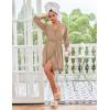 Ekouaer Robes for Women Short Knit Bathrobe Lightweight Sexy Lace Sleepwear Soft Knee Length Loungewear(Khaki)