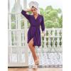 Ekouaer Robes for Women Short Knit Bathrobe Lightweight Sexy Lace Sleepwear Soft Knee Length Loungewear(Purple)