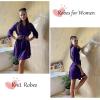 Ekouaer Robes for Women Short Knit Bathrobe Lightweight Sexy Lace Sleepwear Soft Knee Length Loungewear(Purple)