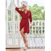 Ekouaer Robes for Women Short Knit Bathrobe Lightweight Sexy Lace Sleepwear Soft Knee Length Loungewear(Wine Red)