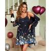 Ekouaer Sleepwear Women’s Satin Nightgown with Robes Set 2 Piece Sexy Lace Cami Nightwear(Black Floral)
