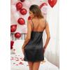 Ekouaer Sleepwear Women’s Satin Nightgown with Robes Set 2 Piece Sexy Lace Cami Nightwear(Black Pink Sakura)