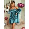 Ekouaer Sleepwear Women’s Satin Nightgown with Robes Set 2 Piece Sexy Lace Cami Nightwear(Blue Green)