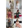 Ekouaer Sleepwear Women’s Satin Nightgown with Robes Set 2 Piece Sexy Lace Cami Nightwear(Floral Wine Red)