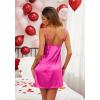 Ekouaer Sleepwear Women’s Satin Nightgown with Robes Set 2 Piece Sexy Lace Cami Nightwear(Hot Pink)