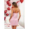 Ekouaer Sleepwear Women’s Satin Nightgown with Robes Set 2 Piece Sexy Lace Cami Nightwear(Pink)