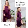 Ekouaer Sleepwear Women’s Satin Nightgown with Robes Set 2 Piece Sexy Lace Cami Nightwear(Plum Red)