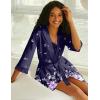 Ekouaer Sleepwear Women’s Satin Nightgown with Robes Set 2 Piece Sexy Lace Cami Nightwear(Purple Floral)