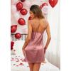 Ekouaer Sleepwear Women’s Satin Nightgown with Robes Set 2 Piece Sexy Lace Cami Nightwear(Purplish Red)