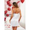 Ekouaer Sleepwear Women’s Satin Nightgown with Robes Set 2 Piece Sexy Lace Cami Nightwear(White)