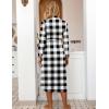 Ekouaer Women Kimono Robes Full Length Knit Bathrobe Lightweight Soft Sleepwear V-neck Casual Ladies Loungewear S-XXL(Black and White Plaid)