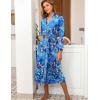Ekouaer Women Kimono Robes Full Length Knit Bathrobe Lightweight Soft Sleepwear V-neck Casual Ladies Loungewear S-XXL(C- Aqua Multi)