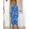 Ekouaer Women Kimono Robes Full Length Knit Bathrobe Lightweight Soft Sleepwear V-neck Casual Ladies Loungewear S-XXL(C- Aqua Multi)