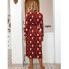 Ekouaer Women Kimono Robes Full Length Knit Bathrobe Lightweight Soft Sleepwear V-neck Casual Ladies Loungewear S-XXL(Christmas Red Teddy Bear)