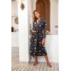 Ekouaer Women Kimono Robes Full Length Knit Bathrobe Lightweight Soft Sleepwear V-neck Casual Ladies Loungewear S-XXL(Deep Blue – Mystic)