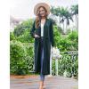 Ekouaer Women Kimono Robes Full Length Knit Bathrobe Lightweight Soft Sleepwear V-neck Casual Ladies Loungewear S-XXL(Deep Green)