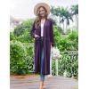 Ekouaer Women Kimono Robes Full Length Knit Bathrobe Lightweight Soft Sleepwear V-neck Casual Ladies Loungewear S-XXL(Deep Purple)