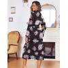 Ekouaer Women Kimono Robes Full Length Knit Bathrobe Lightweight Soft Sleepwear V-neck Casual Ladies Loungewear S-XXL(Floral Black)