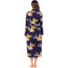 Ekouaer Women Kimono Robes Full Length Knit Bathrobe Lightweight Soft Sleepwear V-neck Casual Ladies Loungewear S-XXL(Floral Deep Blue)