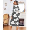 Ekouaer Women Kimono Robes Full Length Knit Bathrobe Lightweight Soft Sleepwear V-neck Casual Ladies Loungewear S-XXL(Floral Gray)