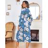 Ekouaer Women Kimono Robes Full Length Knit Bathrobe Lightweight Soft Sleepwear V-neck Casual Ladies Loungewear S-XXL(Floral Light Blue)