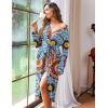 Ekouaer Women Kimono Robes Full Length Knit Bathrobe Lightweight Soft Sleepwear V-neck Casual Ladies Loungewear S-XXL(Floral Mandala Blue)