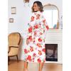 Ekouaer Women Kimono Robes Full Length Knit Bathrobe Lightweight Soft Sleepwear V-neck Casual Ladies Loungewear S-XXL(Floral White)