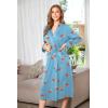 Ekouaer Women Kimono Robes Full Length Knit Bathrobe Lightweight Soft Sleepwear V-neck Casual Ladies Loungewear S-XXL(Light Blue – Juice)