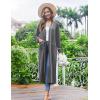 Ekouaer Women Kimono Robes Full Length Knit Bathrobe Lightweight Soft Sleepwear V-neck Casual Ladies Loungewear S-XXL(Medium Gray)