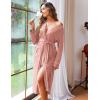 Ekouaer Women Kimono Robes Full Length Knit Bathrobe Lightweight Soft Sleepwear V-neck Casual Ladies Loungewear S-XXL(Misty Rose)