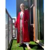 Ekouaer Women Kimono Robes Full Length Knit Bathrobe Lightweight Soft Sleepwear V-neck Casual Ladies Loungewear S-XXL(Red)