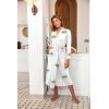 Ekouaer Women Kimono Robes Full Length Knit Bathrobe Lightweight Soft Sleepwear V-neck Casual Ladies Loungewear S-XXL(White – Evil Eye)