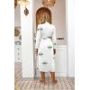 Ekouaer Women Kimono Robes Full Length Knit Bathrobe Lightweight Soft Sleepwear V-neck Casual Ladies Loungewear S-XXL(White – Evil Eye)