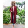 Ekouaer Women Kimono Robes Full Length Knit Bathrobe Lightweight Soft Sleepwear V-neck Casual Ladies Loungewear S-XXL(Wine Red)