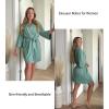 Ekouaer Women Kimono Robes Knee Length Knit Bathrobe Lightweight Soft Sleepwear V-neck Casual Ladies Loungewear(1-celadon Green)