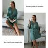 Ekouaer Women Kimono Robes Knee Length Knit Bathrobe Lightweight Soft Sleepwear V-neck Casual Ladies Loungewear(1-celadon Green)
