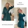 Ekouaer Women Kimono Robes Knee Length Knit Bathrobe Lightweight Soft Sleepwear V-neck Casual Ladies Loungewear(1-dark Green)