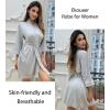 Ekouaer Women Kimono Robes Knee Length Knit Bathrobe Lightweight Soft Sleepwear V-neck Casual Ladies Loungewear(1-light Gray)
