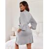 Ekouaer Women Kimono Robes Knee Length Knit Bathrobe Lightweight Soft Sleepwear V-neck Casual Ladies Loungewear(1-light Gray)