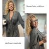 Ekouaer Women Kimono Robes Knee Length Knit Bathrobe Lightweight Soft Sleepwear V-neck Casual Ladies Loungewear(1-medium Gray)