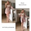 Ekouaer Women Kimono Robes Knee Length Knit Bathrobe Lightweight Soft Sleepwear V-neck Casual Ladies Loungewear(1-misty Rose)