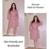 Ekouaer Women Kimono Robes Knee Length Knit Bathrobe Lightweight Soft Sleepwear V-neck Casual Ladies Loungewear(1-misty Rose)